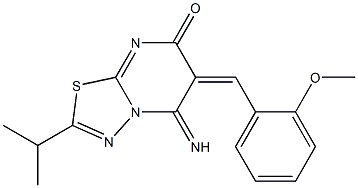 5-imino-2-isopropyl-6-(2-methoxybenzylidene)-5,6-dihydro-7H-[1,3,4]thiadiazolo[3,2-a]pyrimidin-7-one Structure