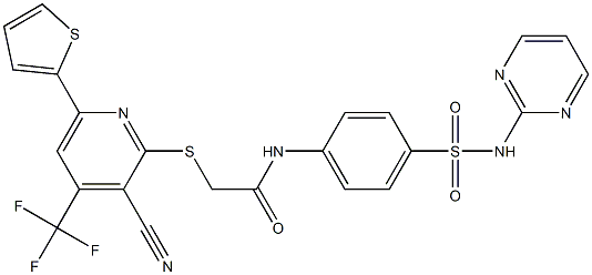  2-{[3-cyano-6-thien-2-yl-4-(trifluoromethyl)pyridin-2-yl]sulfanyl}-N-{4-[(pyrimidin-2-ylamino)sulfonyl]phenyl}acetamide