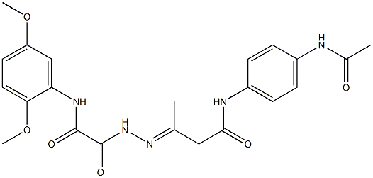 N-[4-(acetylamino)phenyl]-3-{[(2,5-dimethoxyanilino)(oxo)acetyl]hydrazono}butanamide Struktur