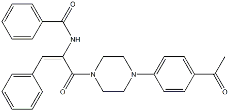 N-(1-{[4-(4-acetylphenyl)-1-piperazinyl]carbonyl}-2-phenylvinyl)benzamide Struktur
