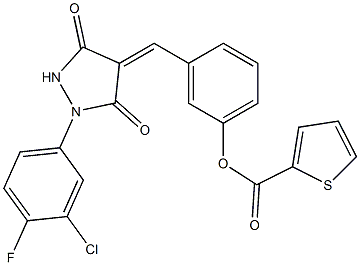  3-{[1-(3-chloro-4-fluorophenyl)-3,5-dioxo-4-pyrazolidinylidene]methyl}phenyl 2-thiophenecarboxylate