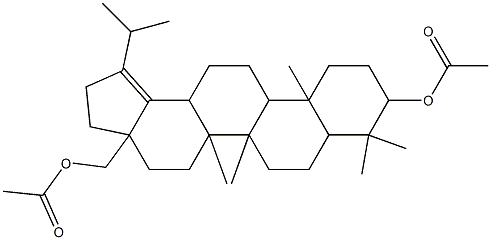 3a-[(acetyloxy)methyl]-1-isopropyl-5a,5b,8,8,11a-pentamethyl-3,3a,4,5,5a,5b,6,7,7a,8,9,10,11,11a,11b,12,13,13a-octadecahydro-2H-cyclopenta[a]chrysen-9-yl acetate Struktur