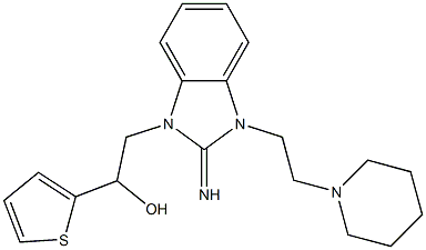 2-{2-imino-3-[2-(1-piperidinyl)ethyl]-2,3-dihydro-1H-benzimidazol-1-yl}-1-(2-thienyl)ethanol Struktur