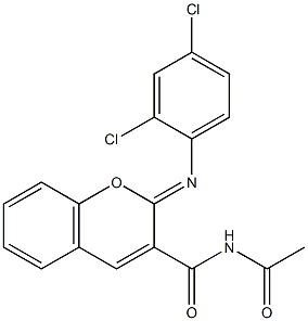N-acetyl-2-[(2,4-dichlorophenyl)imino]-2H-chromene-3-carboxamide Struktur