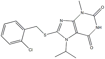 8-{[(2-chlorophenyl)methyl]sulfanyl}-3-methyl-7-(1-methylethyl)-3,7-dihydro-1H-purine-2,6-dione Struktur