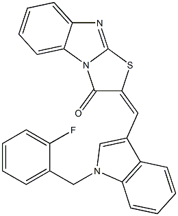 2-{[1-(2-fluorobenzyl)-1H-indol-3-yl]methylene}[1,3]thiazolo[3,2-a]benzimidazol-3(2H)-one Structure