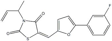 5-{[5-(3-fluorophenyl)-2-furyl]methylene}-3-(1-methylprop-2-enyl)-1,3-thiazolidine-2,4-dione Structure
