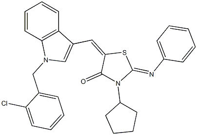  5-{[1-(2-chlorobenzyl)-1H-indol-3-yl]methylene}-3-cyclopentyl-2-(phenylimino)-1,3-thiazolidin-4-one
