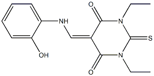 1,3-diethyl-5-[(2-hydroxyanilino)methylene]-2-thioxodihydro-4,6(1H,5H)-pyrimidinedione Structure