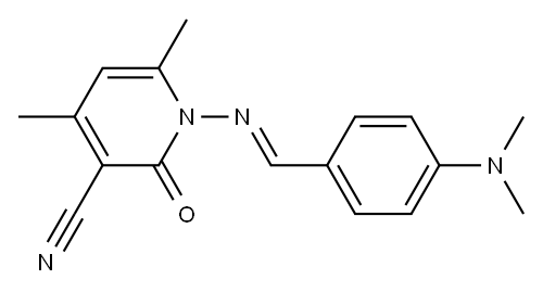 1-({(E)-[4-(dimethylamino)phenyl]methylidene}amino)-4,6-dimethyl-2-oxo-1,2-dihydro-3-pyridinecarbonitrile Struktur