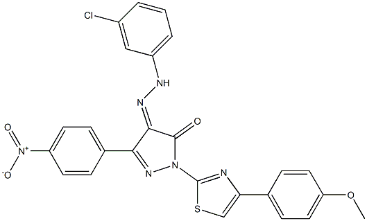 1-[4-(4-methoxyphenyl)-1,3-thiazol-2-yl]-3-(4-nitrophenyl)-1H-pyrazole-4,5-dione 4-[N-(3-chlorophenyl)hydrazone] Structure