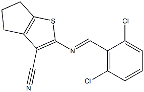 2-{[(E)-(2,6-dichlorophenyl)methylidene]amino}-5,6-dihydro-4H-cyclopenta[b]thiophene-3-carbonitrile Struktur