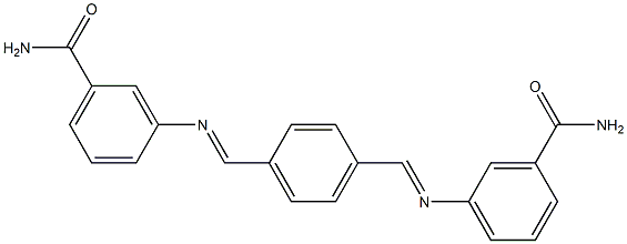 3-({(E)-[4-({[3-(aminocarbonyl)phenyl]imino}methyl)phenyl]methylidene}amino)benzamide Structure