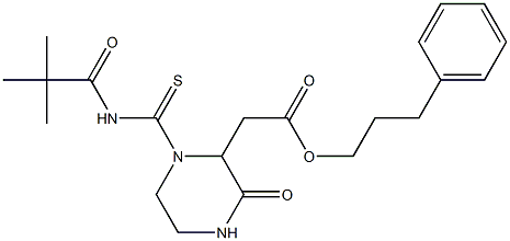 3-phenylpropyl 2-(1-{[(2,2-dimethylpropanoyl)amino]carbothioyl}-3-oxo-2-piperazinyl)acetate Struktur