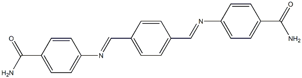 4-({(E)-[4-({[4-(aminocarbonyl)phenyl]imino}methyl)phenyl]methylidene}amino)benzamide Struktur