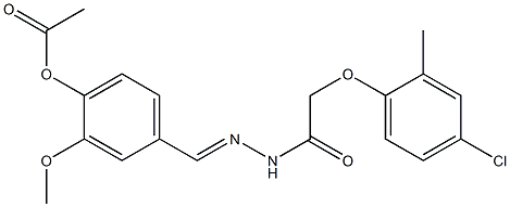 4-({(E)-2-[2-(4-chloro-2-methylphenoxy)acetyl]hydrazono}methyl)-2-methoxyphenyl acetate Struktur