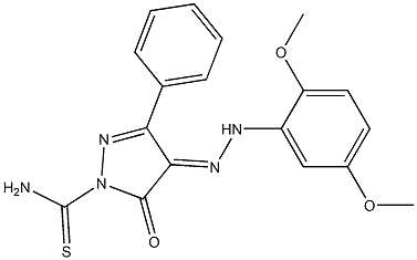4-[(E)-2-(2,5-dimethoxyphenyl)hydrazono]-5-oxo-3-phenyl-4,5-dihydro-1H-pyrazole-1-carbothioamide Struktur