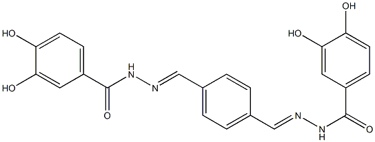 N'-[(E)-(4-{[(E)-2-(3,4-dihydroxybenzoyl)hydrazono]methyl}phenyl)methylidene]-3,4-dihydroxybenzohydrazide,,结构式