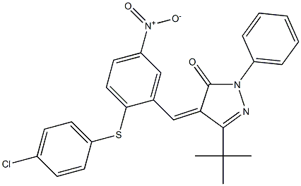 3-(tert-butyl)-4-((Z)-{2-[(4-chlorophenyl)sulfanyl]-5-nitrophenyl}methylidene)-1-phenyl-1H-pyrazol-5-one Struktur