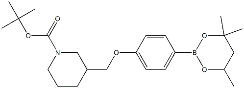 tert-Butyl 3-{[4-(4,4,6-trimethyl-1,3,2-dioxaborinan-2-yl)phenoxy]methyl}piperidine-1-carboxylate Struktur