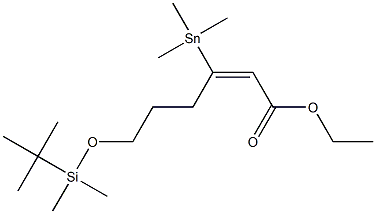  (E)-3-(Trimethylstannyl)-6-(dimethyl tert-butylsiloxy)-2-hexenoic acid ethyl ester