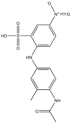 2-(4-アセチルアミノ-3-メチルアニリノ)-5-ニトロベンゼンスルホン酸 化学構造式