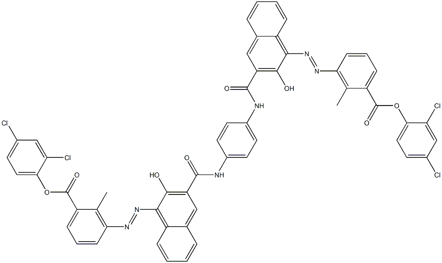 1,4-Bis[1-[[6-methyl-5-(2,4-dichlorophenoxycarbonyl)phenyl]azo]-2-hydroxy-3-naphthoylamino]benzene Structure