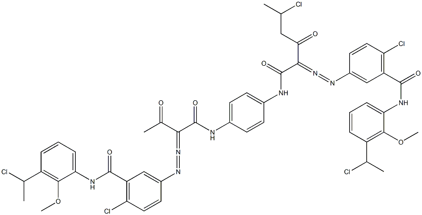 3,3'-[2-(1-Chloroethyl)-1,4-phenylenebis[iminocarbonyl(acetylmethylene)azo]]bis[N-[3-(1-chloroethyl)-2-methoxyphenyl]-6-chlorobenzamide] Struktur