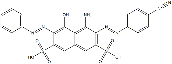 p-(1-Amino-8-hydroxy-7-phenylazo-3,6-disulfo-2-naphtylazo)benzenediazonium Struktur