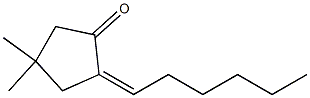 (Z)-2-ヘキシリデン-4,4-ジメチルシクロペンタノン 化学構造式
