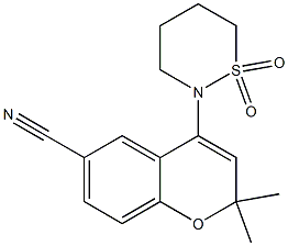 2,2-Dimethyl-4-[(tetrahydro-2H-1,2-thiazine 1,1-dioxide)-2-yl]-2H-1-benzopyran-6-carbonitrile Structure