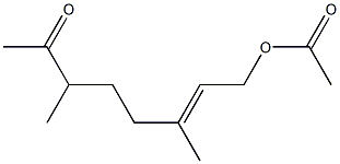 (E)-8-アセトキシ-3,6-ジメチル-6-オクテン-2-オン 化学構造式