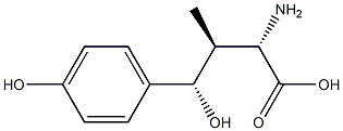 (2S,3S,4S)-2-アミノ-4-(p-ヒドロキシフェニル)-3-メチル-4-ヒドロキシブタン酸 化学構造式