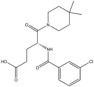 (R)-4-(3-Chlorobenzoylamino)-5-oxo-5-(4,4-dimethyl-1-piperidinyl)valeric acid Struktur