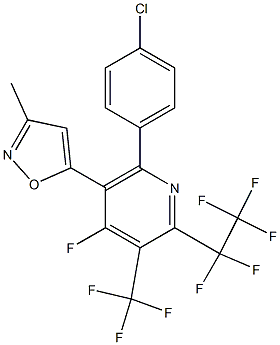 2-(ペンタフルオロエチル)-3-(トリフルオロメチル)-4-フルオロ-5-(3-メチルイソオキサゾール-5-イル)-6-(4-クロロフェニル)ピリジン 化学構造式