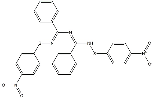 1,5-Bis[(4-nitrophenyl)thio]-2,4-diphenyl-1,3,5-triaza-2,4-pentadiene Struktur