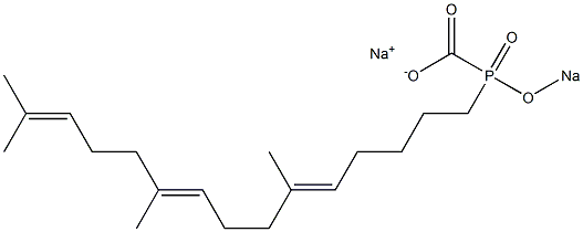 [[(5E,9E)-6,10,14-Trimethylpentadeca-5,9,13-trienyl]sodiooxyphosphinyl]formic acid sodium salt Struktur