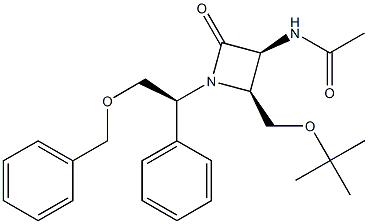 (3S,4S)-3-(アセチルアミノ)-4-(tert-ブチルオキシメチル)-1-[(S)-1-フェニル-2-(ベンジルオキシ)エチル]アゼチジン-2-オン 化学構造式
