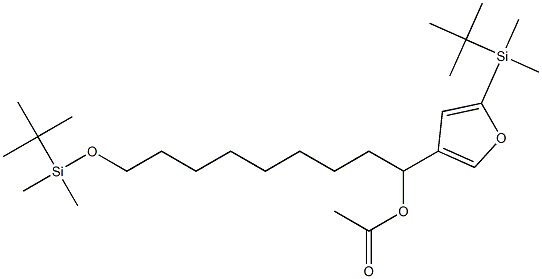Acetic acid 1-[5-(tert-butyldimethylsilyl)-3-furyl]-9-(tert-butyldimethylsiloxy)nonyl ester Struktur