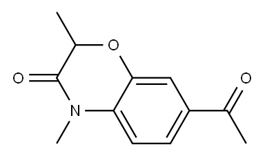 2,4-ジメチル-7-アセチル-4H-1,4-ベンゾオキサジン-3(2H)-オン 化学構造式