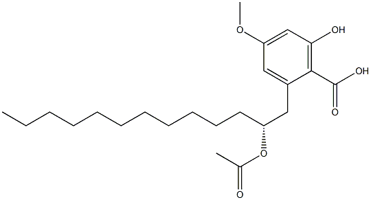 2-[(R)-2-Acetoxytridecyl]-4-methoxy-6-hydroxybenzoic acid Struktur
