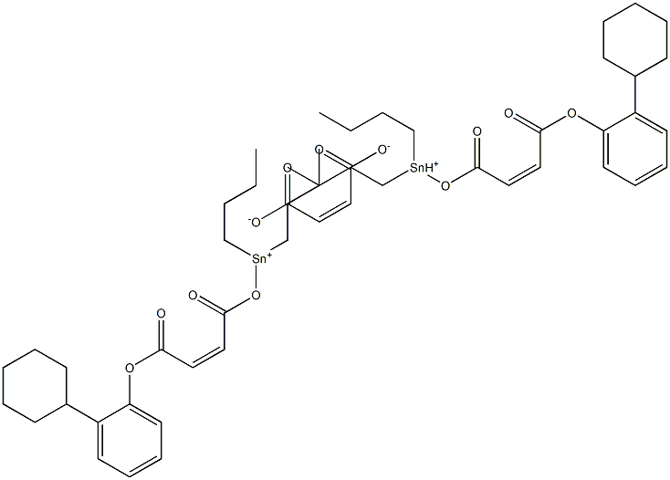 Maleic acid bis[dibutyl[[(Z)-2-(2-cyclohexylphenyloxycarbonyl)vinyl]carbonyloxy]tin(IV)] salt Structure