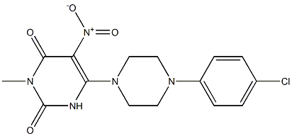3-メチル-5-ニトロ-6-[4-(4-クロロフェニル)ピペラジン-1-イル]ピリミジン-2,4(1H,3H)-ジオン 化学構造式