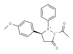 (5S)-2-Acetyl-5-(p-methoxyphenyl)-1-phenyl-3-oxo-2,3,4,5-tetrahydrothiophen-1-ium-2-ide|