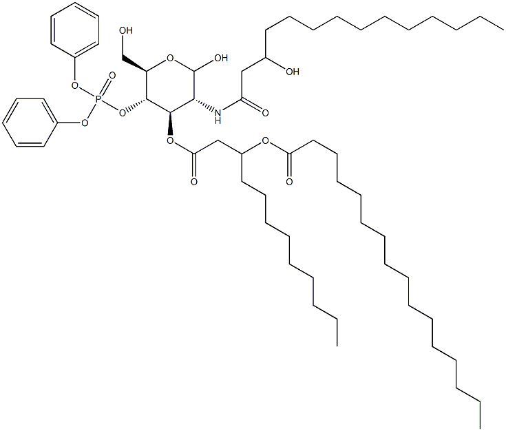 4-O-(Diphenoxyphosphinyl)-3-O-[3-(palmitoyloxy)dodecanoyl]-2-[(3-hydroxymyristoyl)amino]-2-deoxy-D-glucopyranose Structure