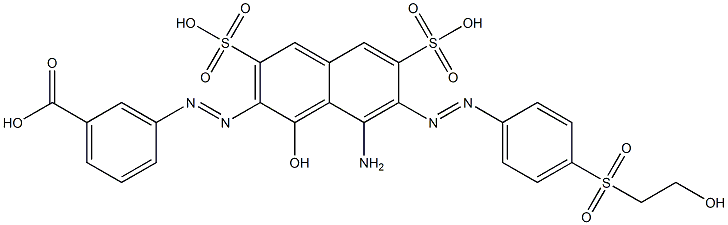 m-[8-Amino-1-hydroxy-7-[p-(2-hydroxyethylsulfonyl)phenylazo]-3,6-disulfo-2-naphtylazo]benzoic acid Struktur