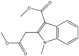 3-メトキシカルボニル-1-メチル-1H-インドール-2-酢酸メチル 化学構造式