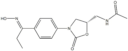 (5S)-5-Acetylaminomethyl-3-[4-(1-hydroxyiminopropyl)phenyl]oxazolidin-2-one Struktur