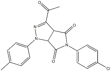 1,3a,4,5,6,6a-Hexahydro-3-acetyl-4,6-dioxo-5-(4-chlorophenyl)-1-(4-methylphenyl)pyrrolo[3,4-c]pyrazole,,结构式