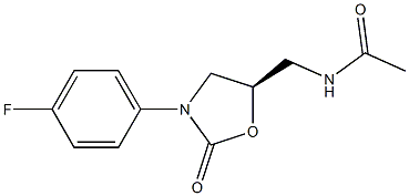 (5R)-5-アセチルアミノメチル-3-[4-フルオロフェニル]オキサゾリジン-2-オン 化学構造式
